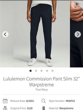 Lululemon Commission Pant Slim Warpstreme Men’s 34x30 ABC Stretch Work Golf $128